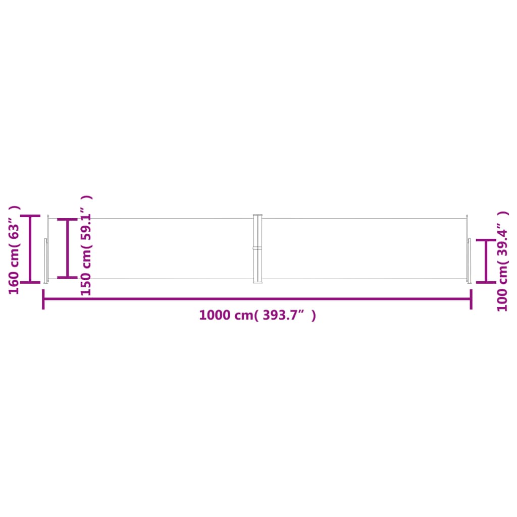 Uttrekkbar sidemarkise 160x1000 cm blå