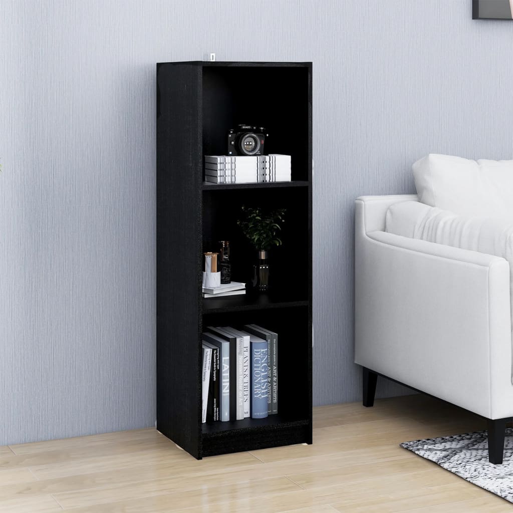 Bokhylle/romdeler 36x33x110 cm heltre furu svart
