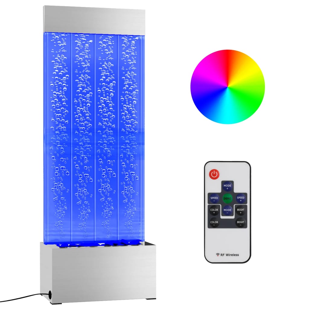 Boblepanel med RGB-lysdioder rustfritt stål og akryl 110 cm