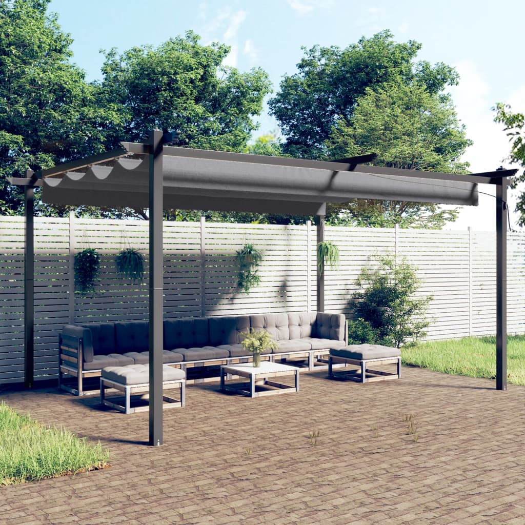 Paviljong med uttrekkbart tak 4x3 m antrasitt