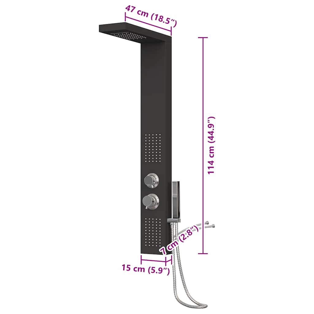 Dusjpanel aluminium svart
