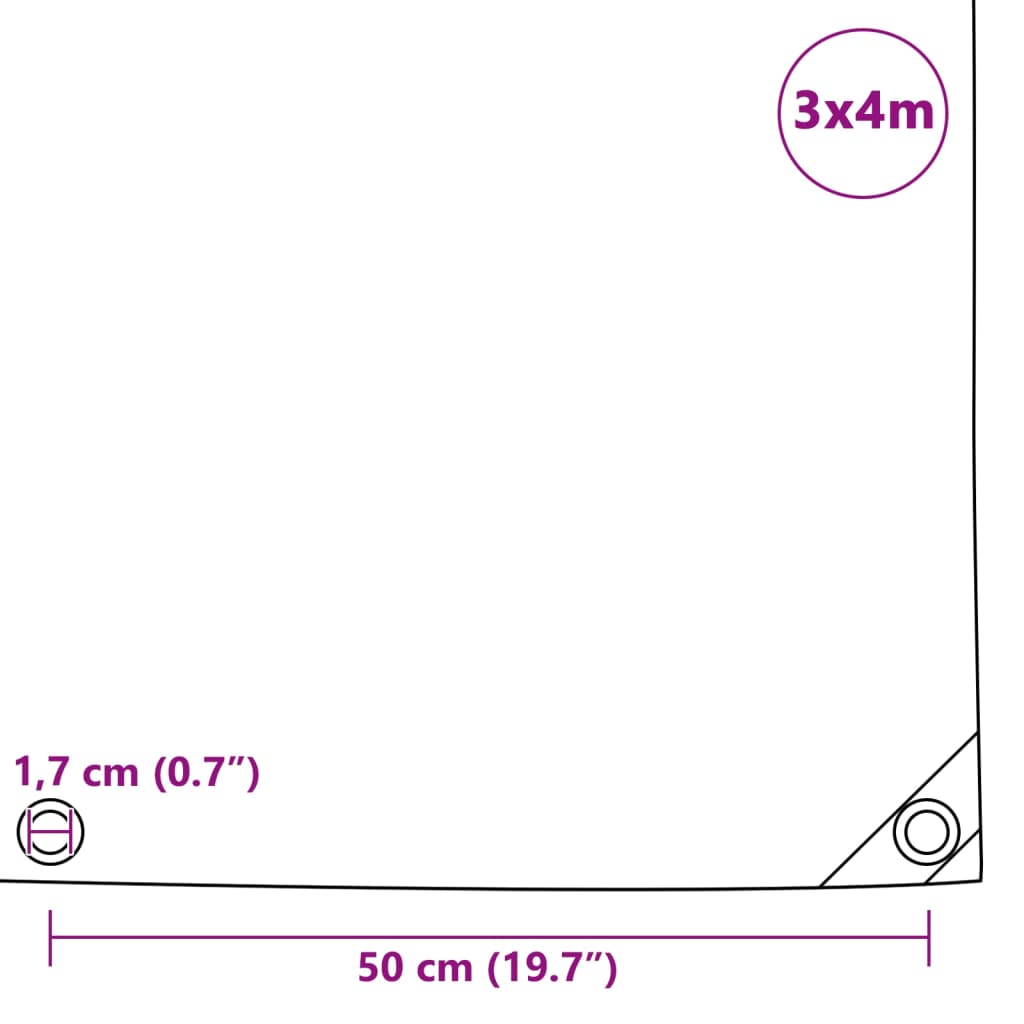 Presenning 650 g/m² 3x4 m svart