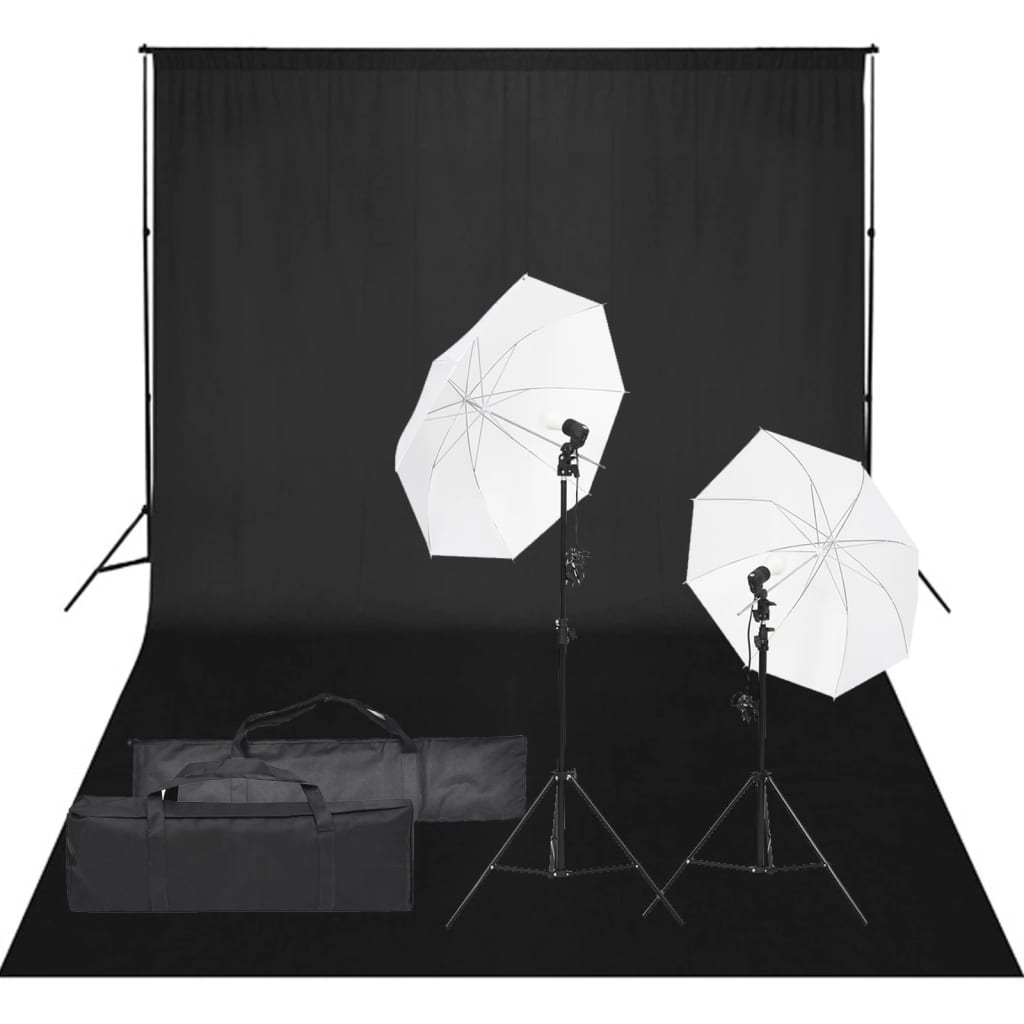 Fotostudiosett med lyssett og bakgrunn