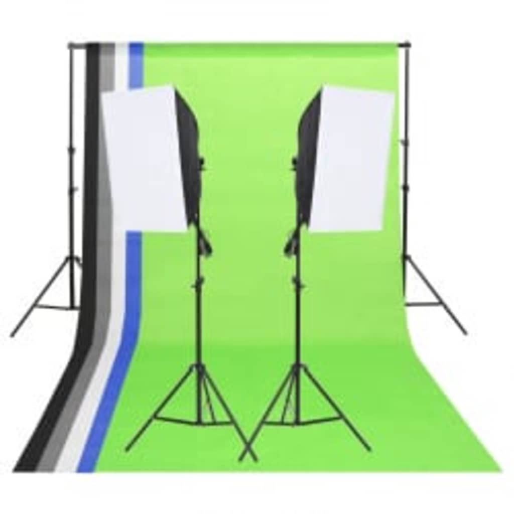 Fotostudiosett med lyssett, bakgrunn og reflektor
