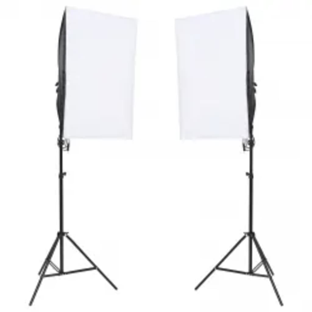Fotostudiosett med lyssett og bakgrunn