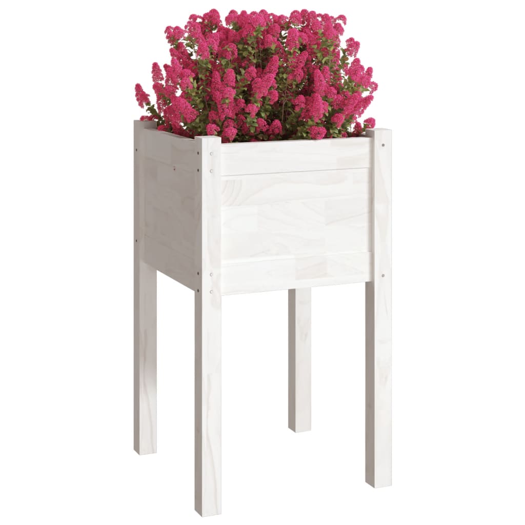 Plantekasse hvit 40x40x70 cm heltre furu