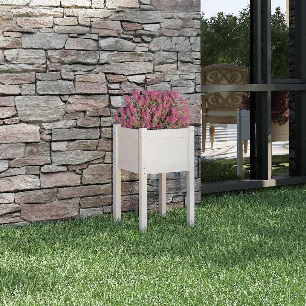 Plantekasse hvit 40x40x70 cm heltre furu