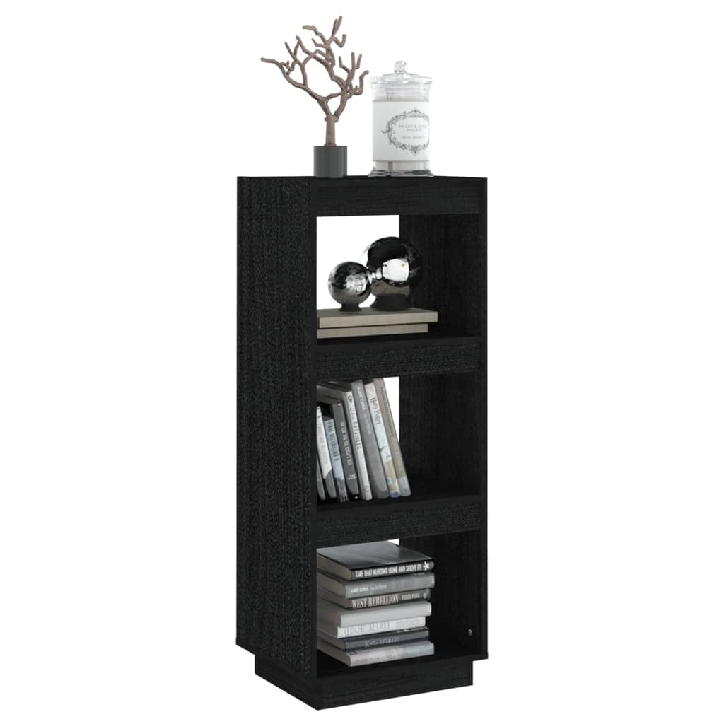 Bokhylle/romdeler svart 40x35x103 cm heltre furu