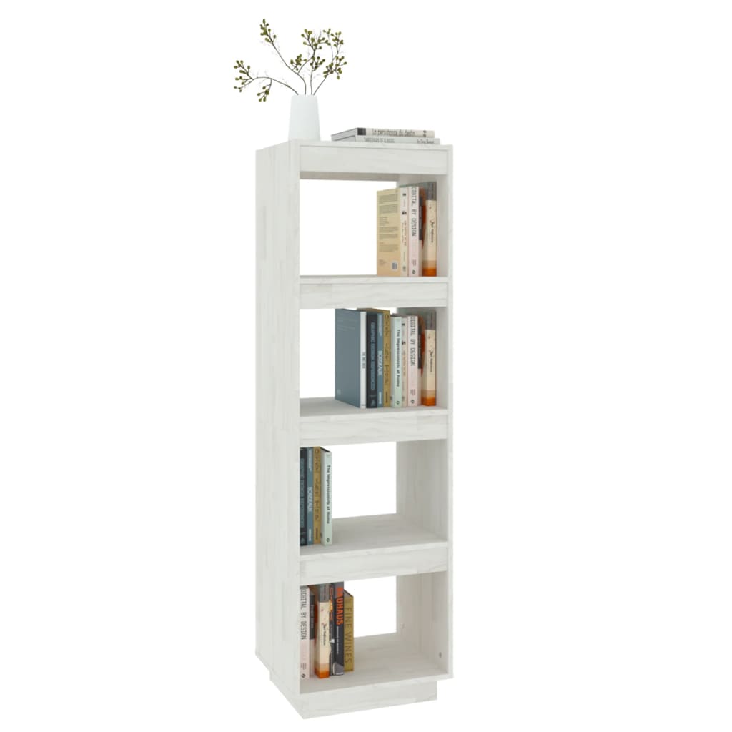 Bokhylle/romdeler hvit 40x35x135 cm heltre furu