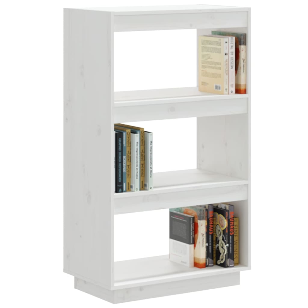 Bokhylle/romdeler hvit 60x35x103 cm heltre furu