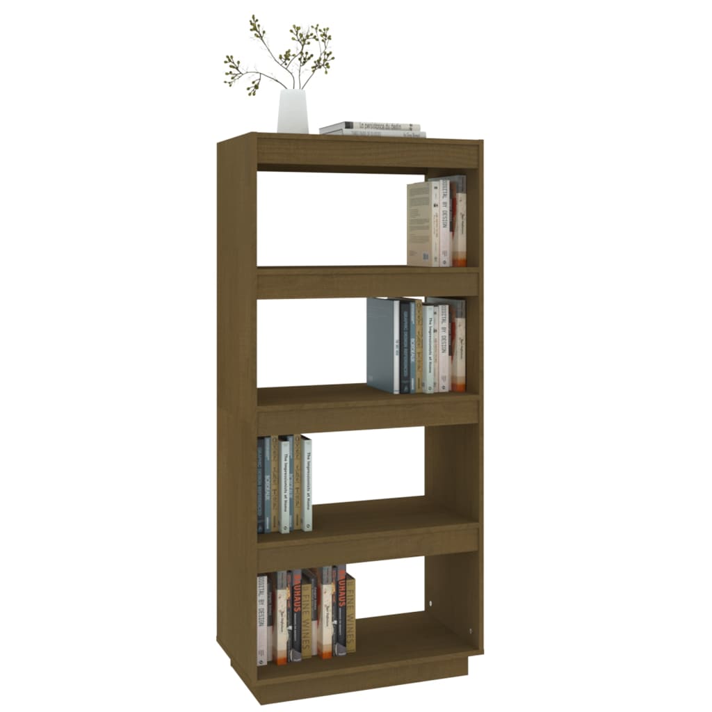 Bokhylle/romdeler honningbrun 60x35x135 cm heltre furu