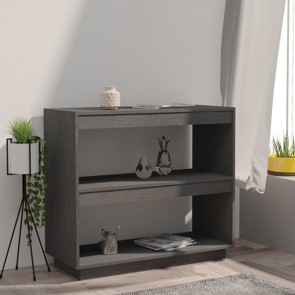 Bokhylle grå 80x35x71 cm heltre furu