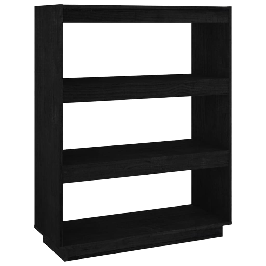 Bokhylle/romdeler svart 80x35x103 cm heltre furu