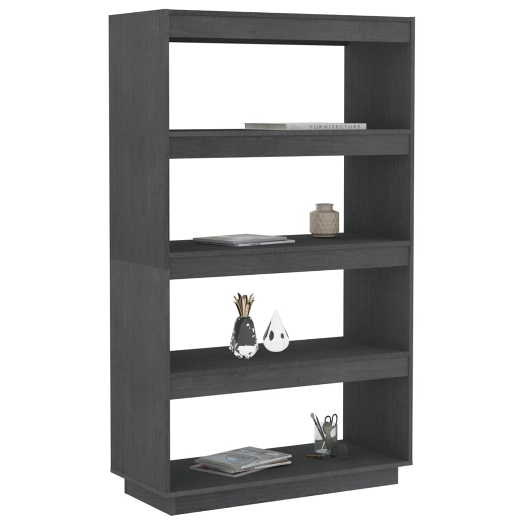 Bokhylle/romdeler grå 80x35x135 cm heltre furu