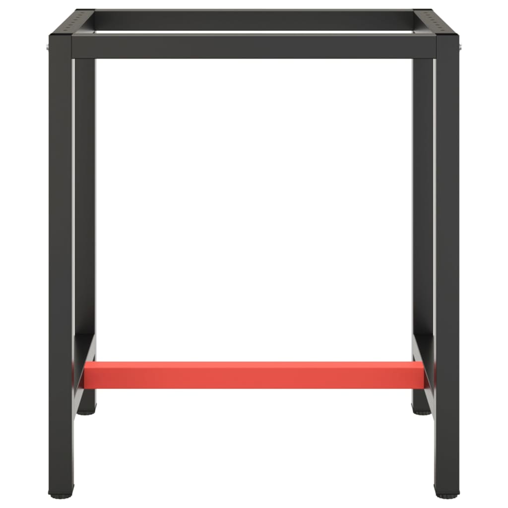 Ramme til arbeidsbenk matt svart og rød 70x50x79 cm metall