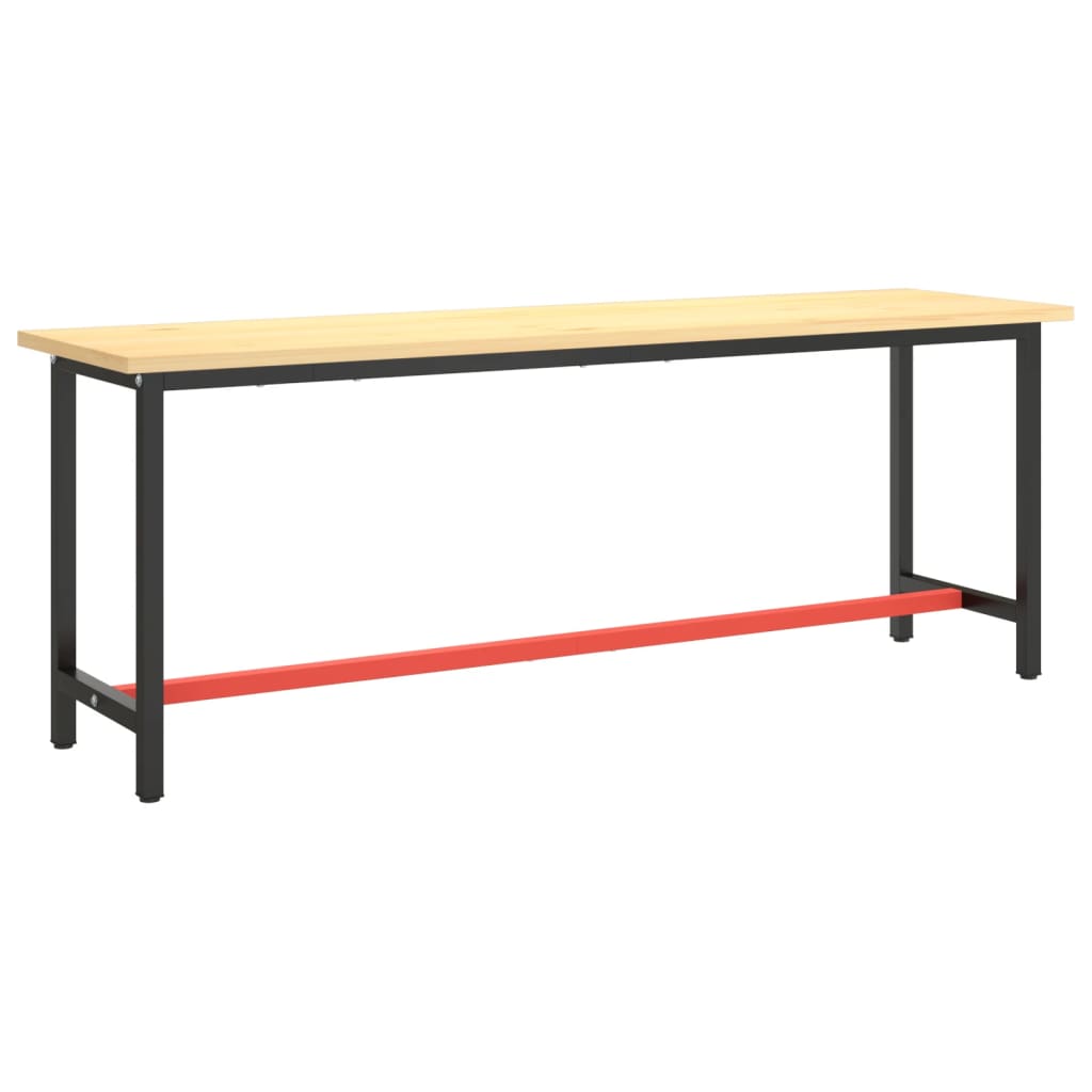 Ramme til arbeidsbenk matt svart og rød 210x50x79 cm metall