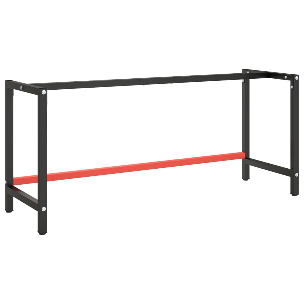 Ramme til arbeidsbenk matt svart og rød 180x57x79 cm metall
