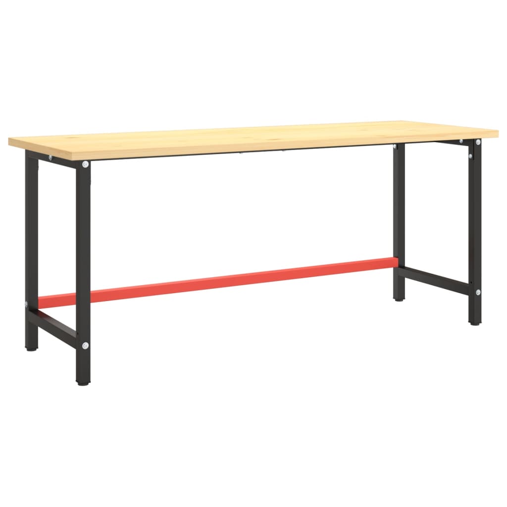 Ramme til arbeidsbenk matt svart og rød 180x57x79 cm metall