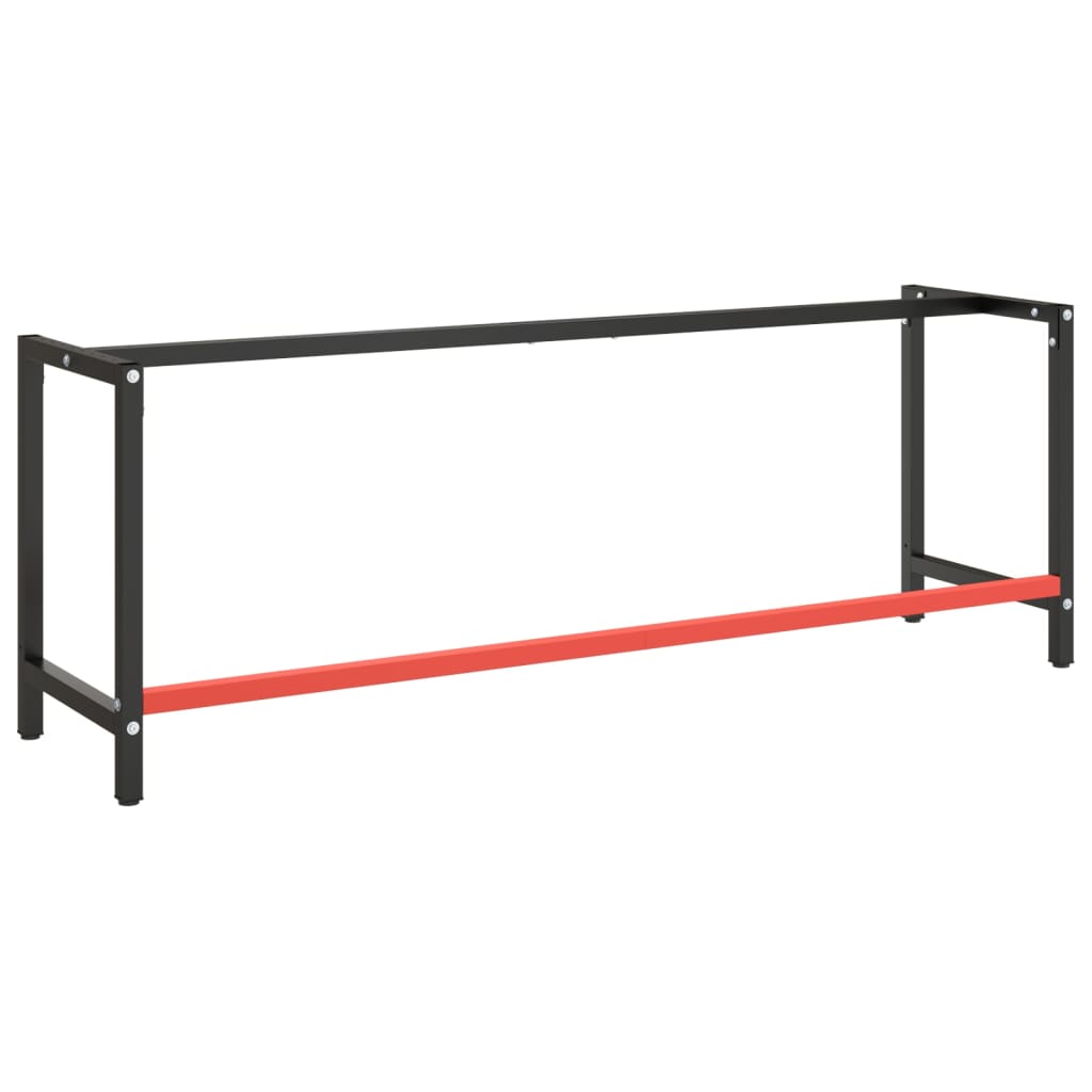 Ramme til arbeidsbenk matt svart og rød 220x57x79 cm metall