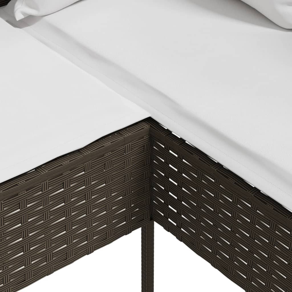 Sofa L-formet med puter polyrotting brun