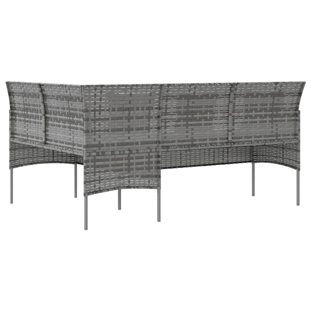 Sofa L-formet med puter polyrotting grå