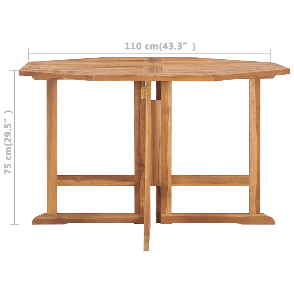 Sammenleggbart hagespisebord 110x110x75 cm heltre teak