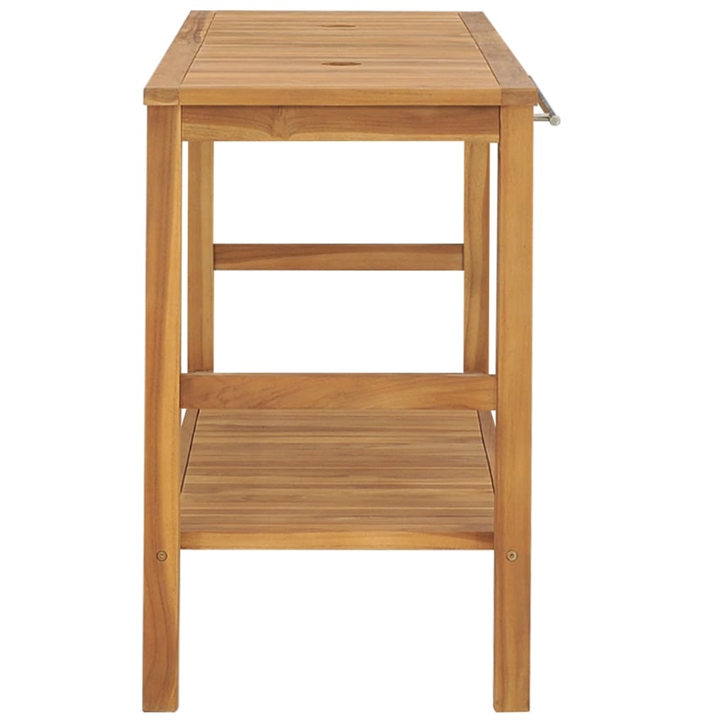 Servantskap for bad heltre teak 132x45x75 cm