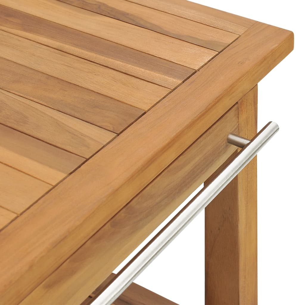 Servantskap for bad med 3 kurver heltre teak 132x45x75 cm