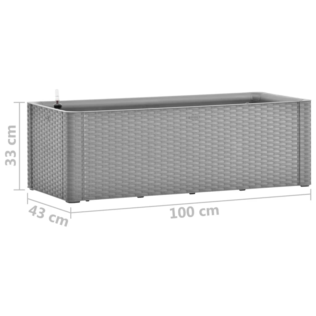 Høybed med selvvanningssystem grå 100x43x33 cm