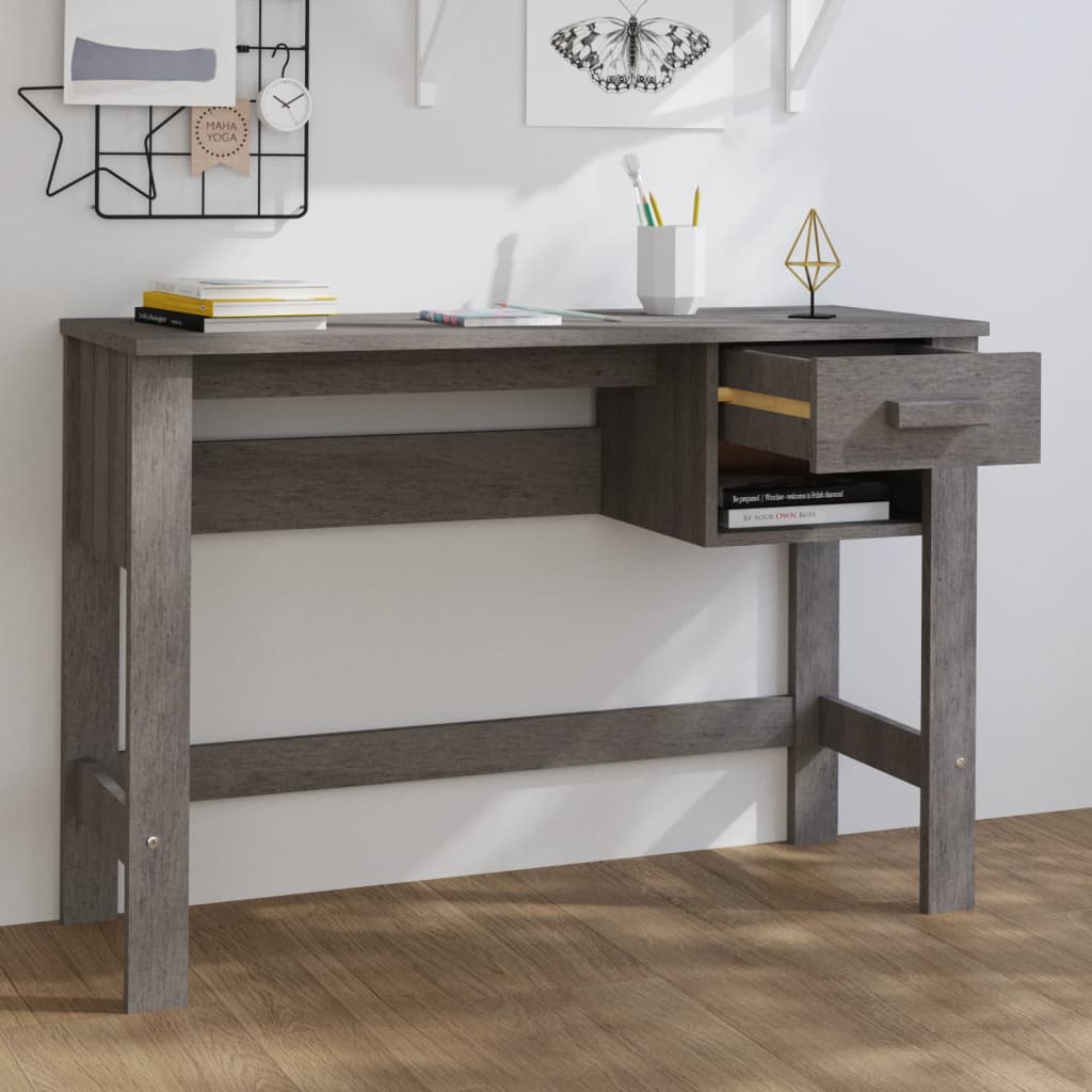 Skrivebord HAMAR lysegrå 110x40x75 cm heltre furu