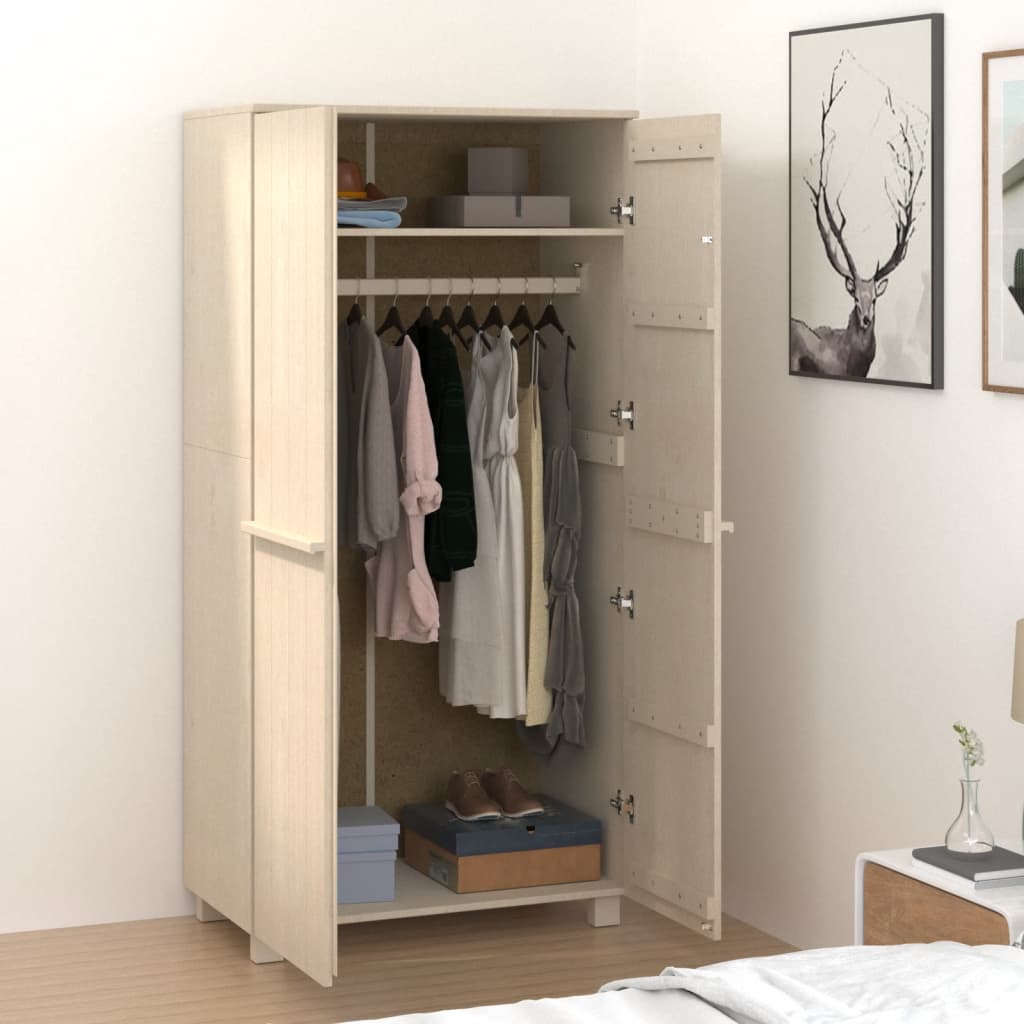 Garderobe HAMAR honningbrun 89x50x180 cm heltre furu