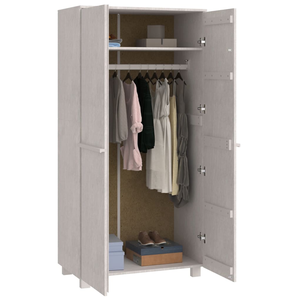 Garderobe HAMAR hvit 89x50x180 cm heltre furu