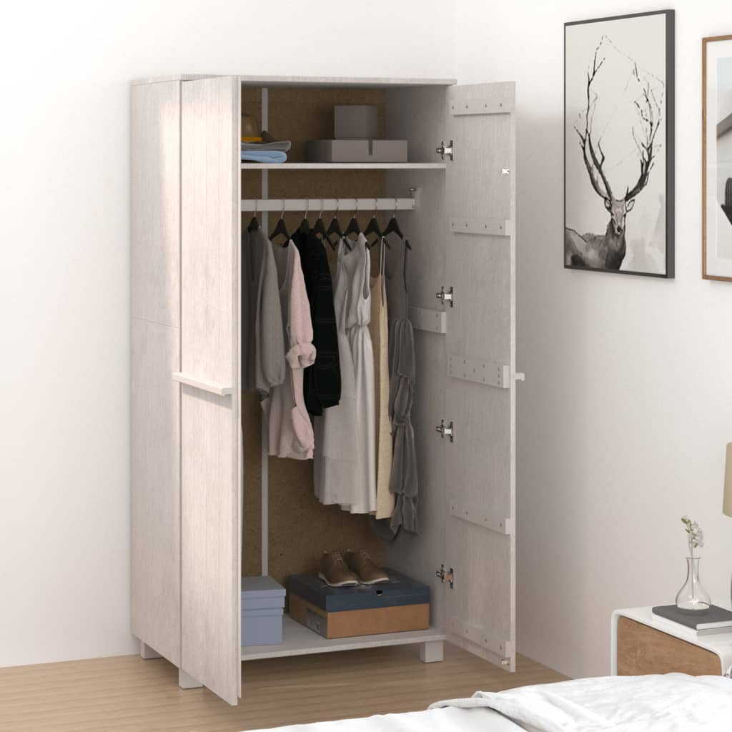 Garderobe HAMAR hvit 89x50x180 cm heltre furu