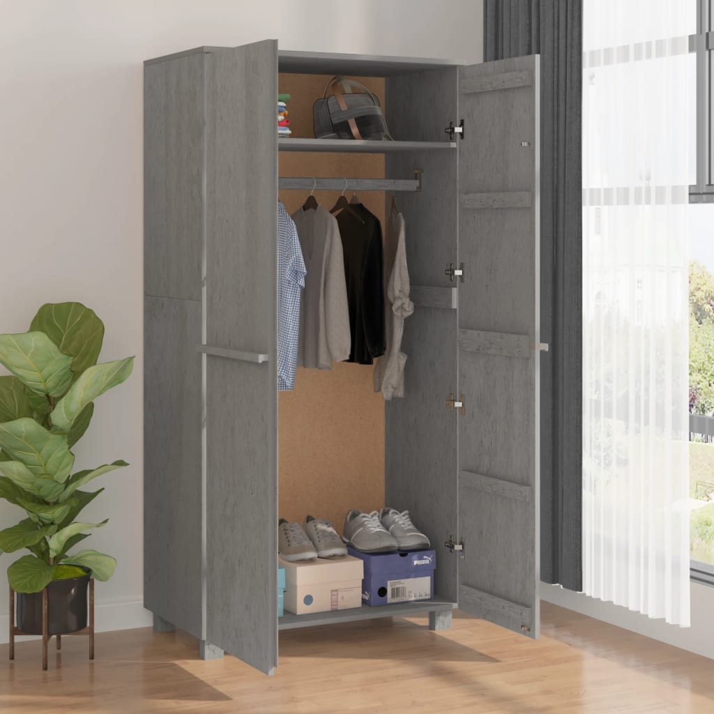 Garderobe HAMAR lysegrå 89x50x180 cm heltre furu