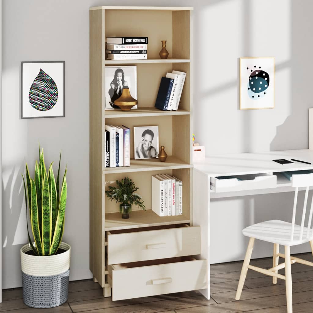Highboard HAMAR honningbrun 60x35x180 cm heltre furu