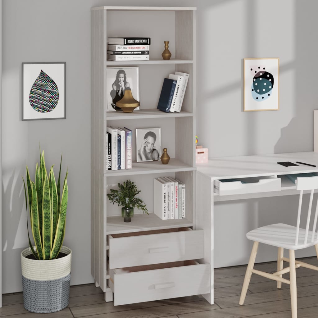 Highboard HAMAR hvit 60x35x180 cm heltre furu