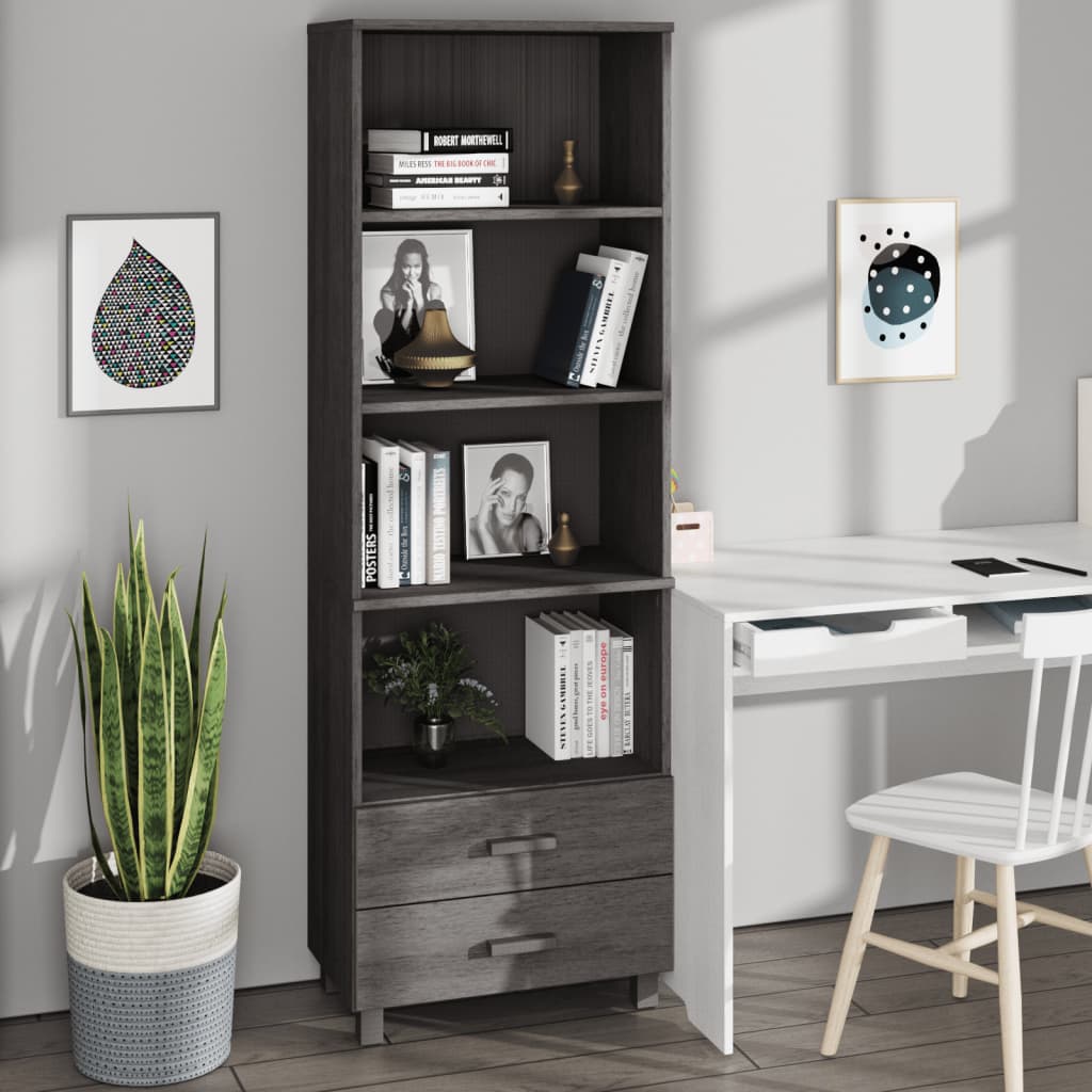Highboard HAMAR lysegrå 60x35x180 cm heltre furu