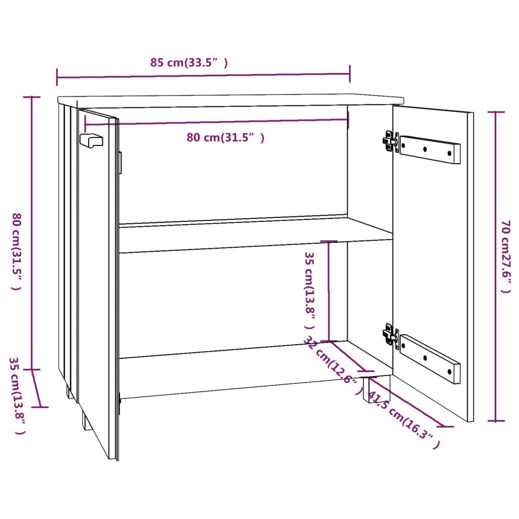 Skjenk HAMAR honningbrun 85x35x80 cm heltre furu