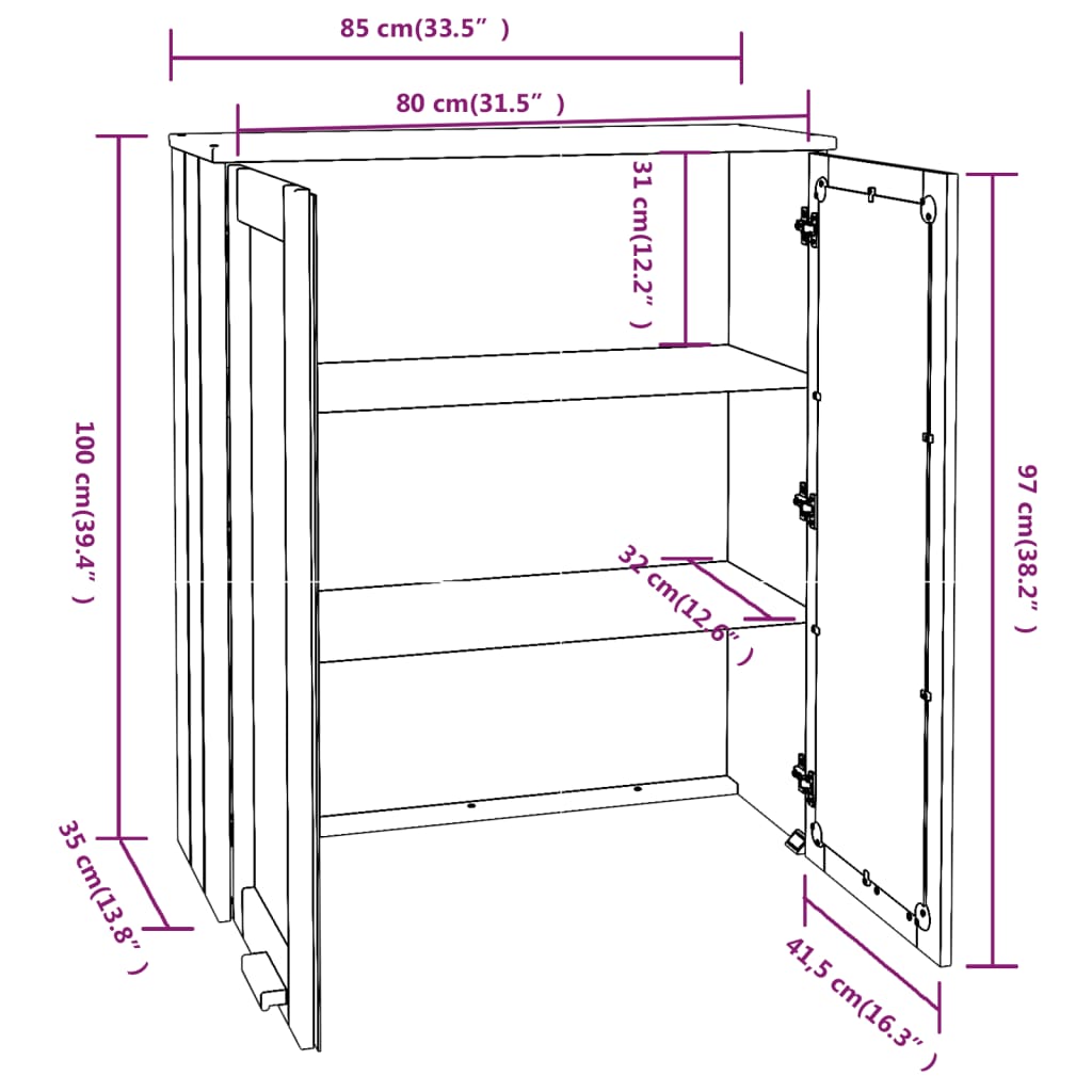 Skjenketopp HAMAR honningbrun 85x35x100 cm heltre furu