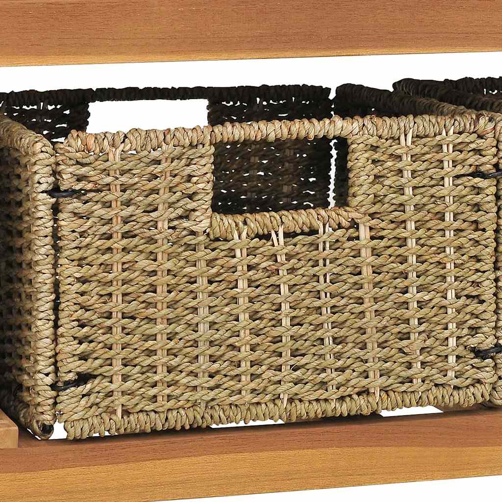 Baderomshylle med kremhvite marmorvasker heltre teak