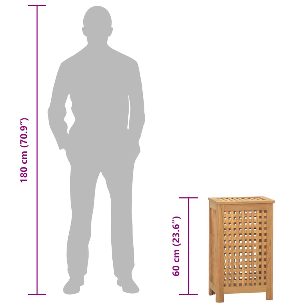 Skittentøyskurv 35x25x60 cm heltre teak