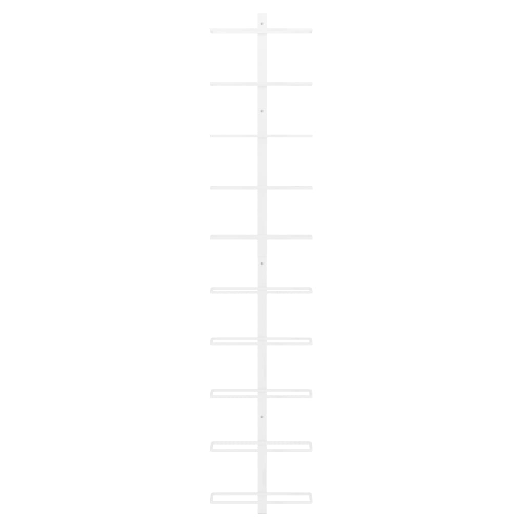 Veggmontert vinstativ for 10 flasker hvit metall