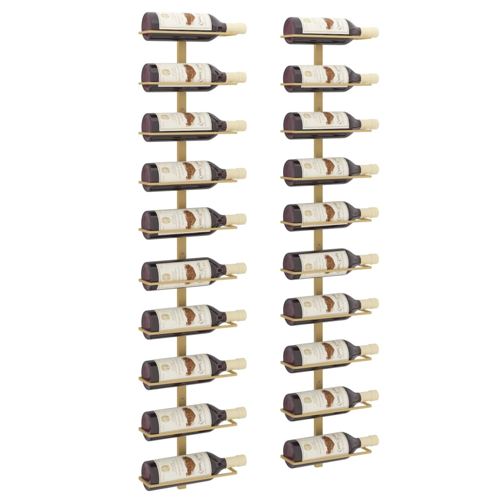Veggmontert vinstativ for 10 flasker 2 stk gull metall