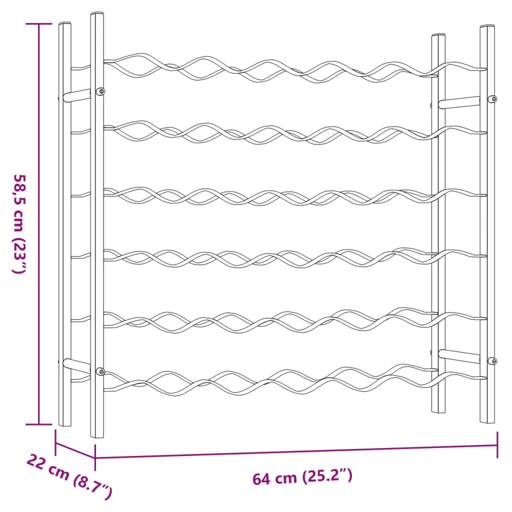 Vinstativ for 36 flasker metall hvit