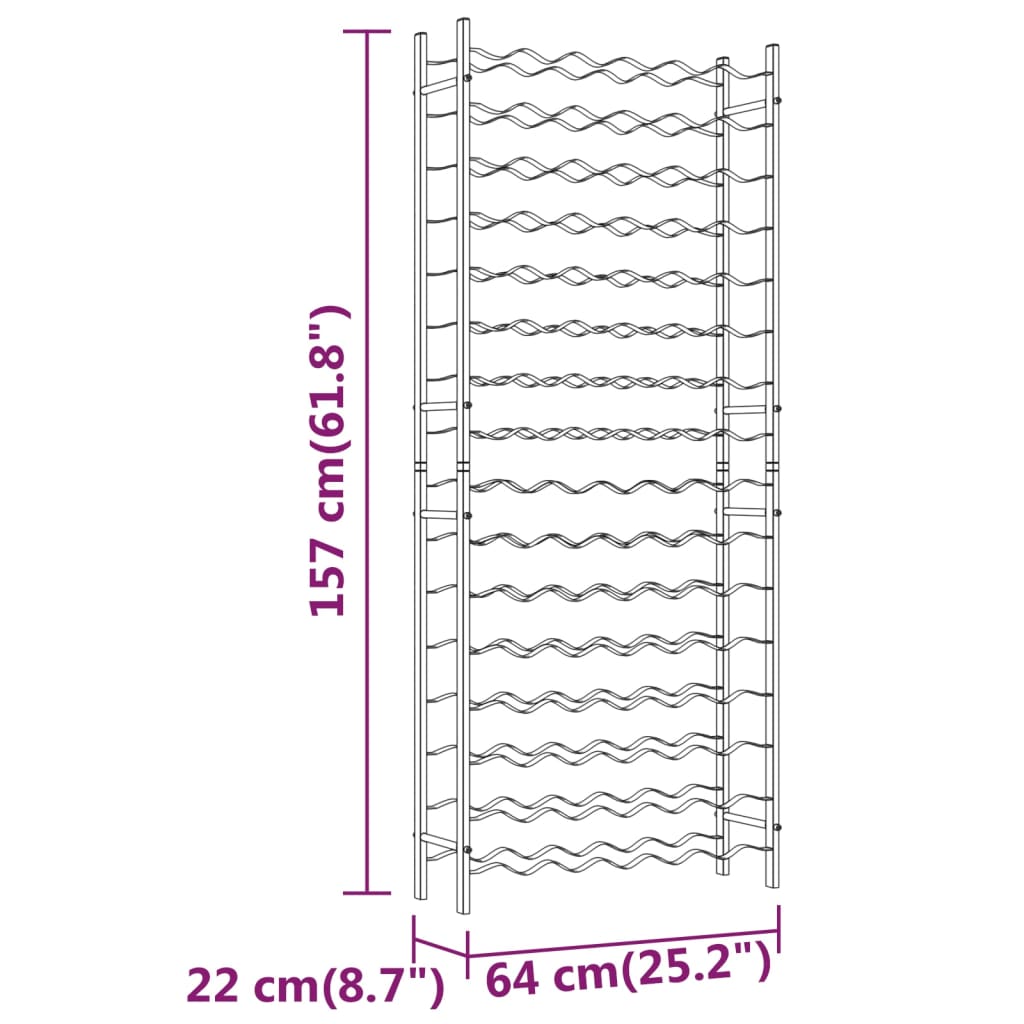 Vinstativ for 96 flasker metall hvit