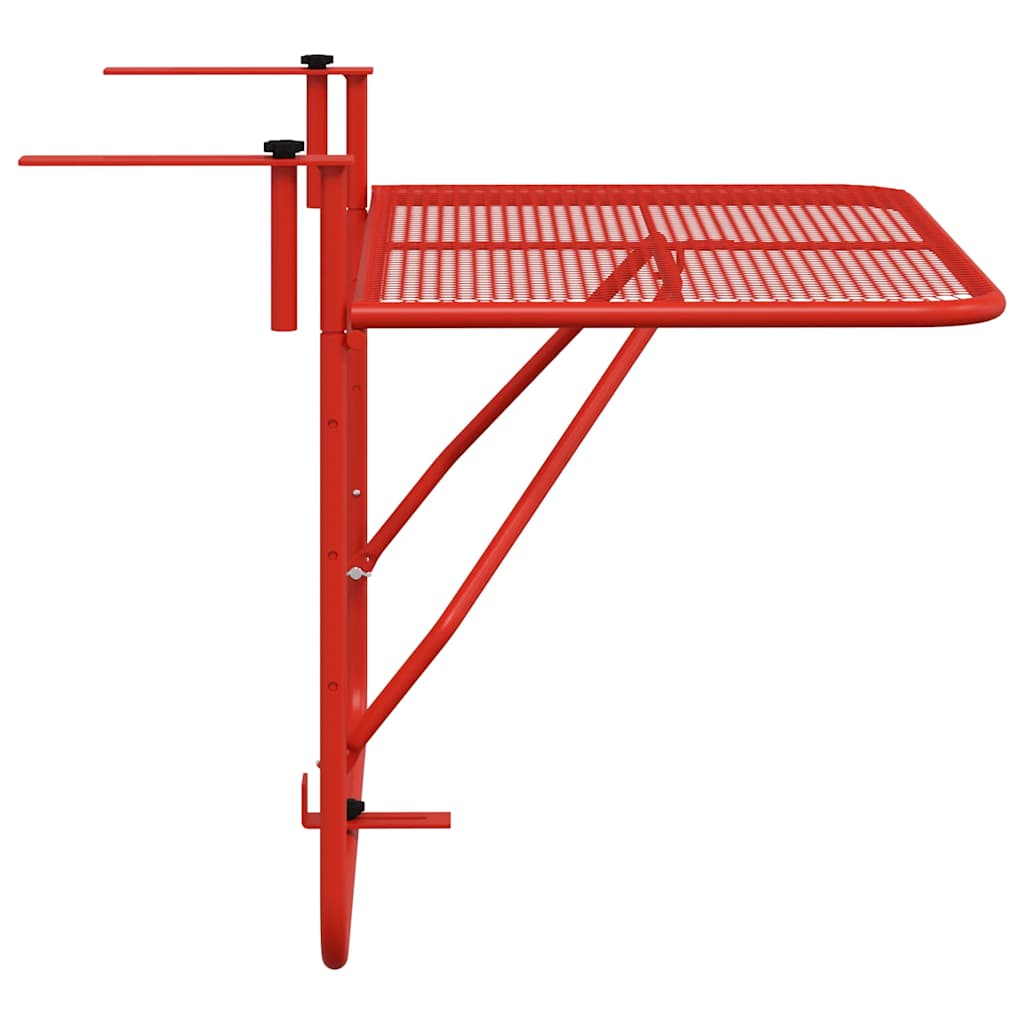 Balkongbord rød 60x40 cm stål