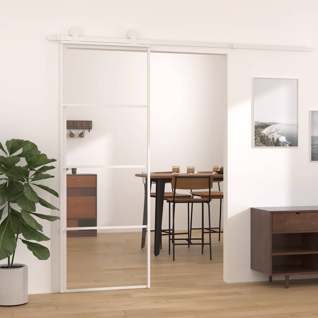 Skyvedør ESG-glass og aluminium 76x205 cm hvit