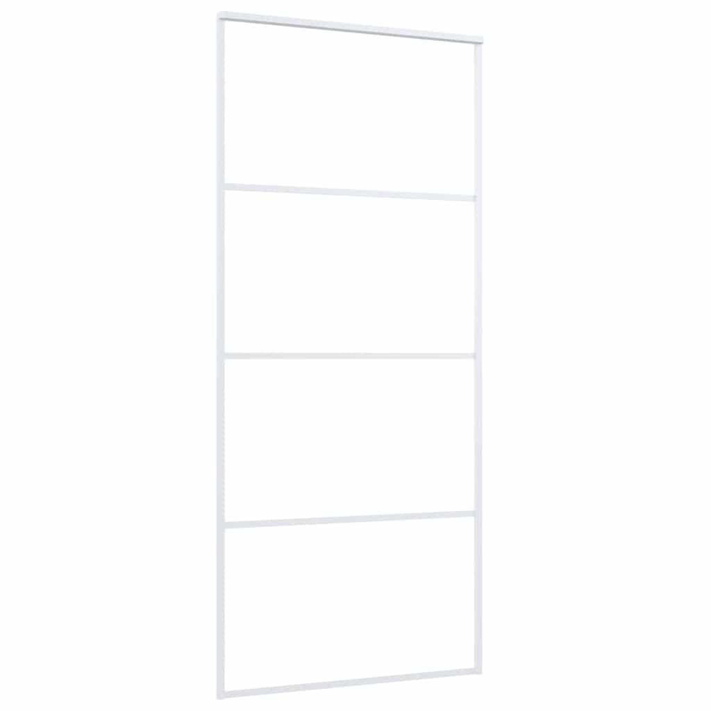 Skyvedør ESG-glass og aluminium 90x205 cm hvit