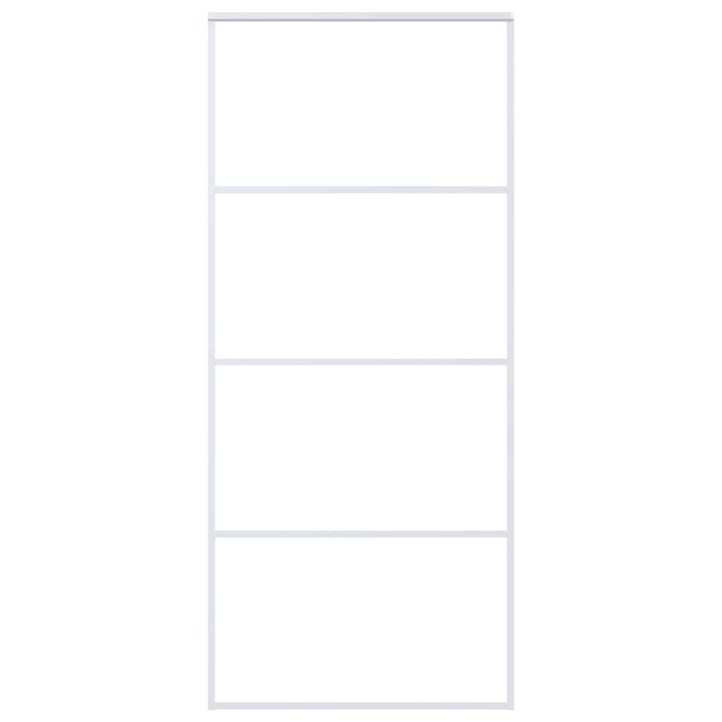 Skyvedør frostet ESG-glass og aluminium 90x205 cm hvit vidaXL