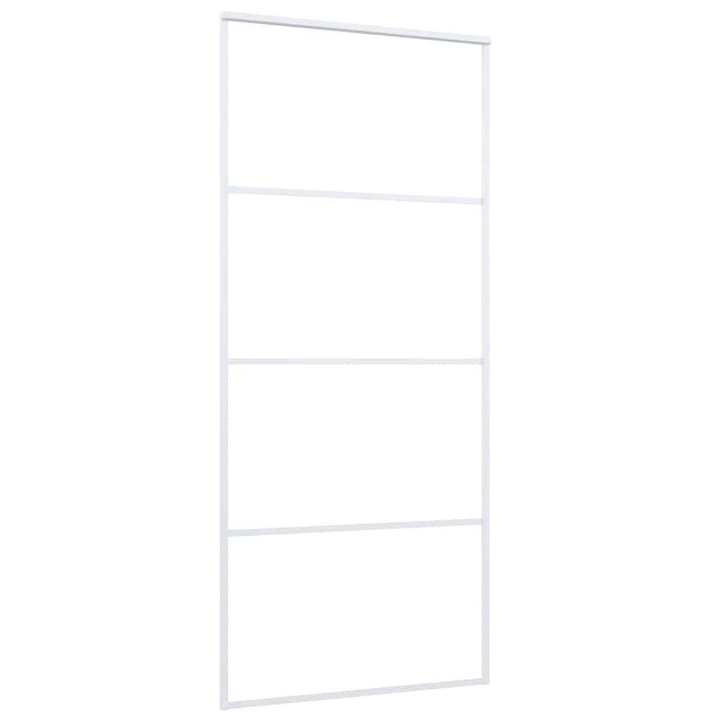 Skyvedør frostet ESG-glass og aluminium 90x205 cm hvit